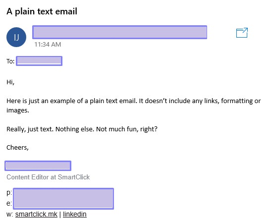 plain text email
