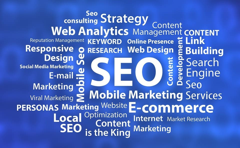 digital marketing words with SEO in the focus