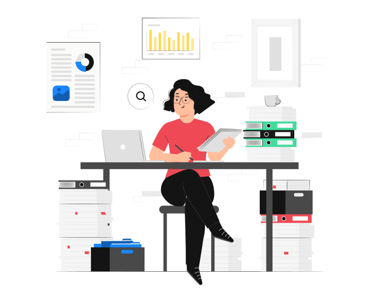 Person conducting a keyword research for SaaS on a laptop