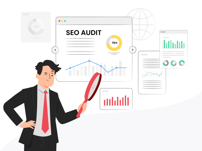 Person conducting audit SEO SaaS