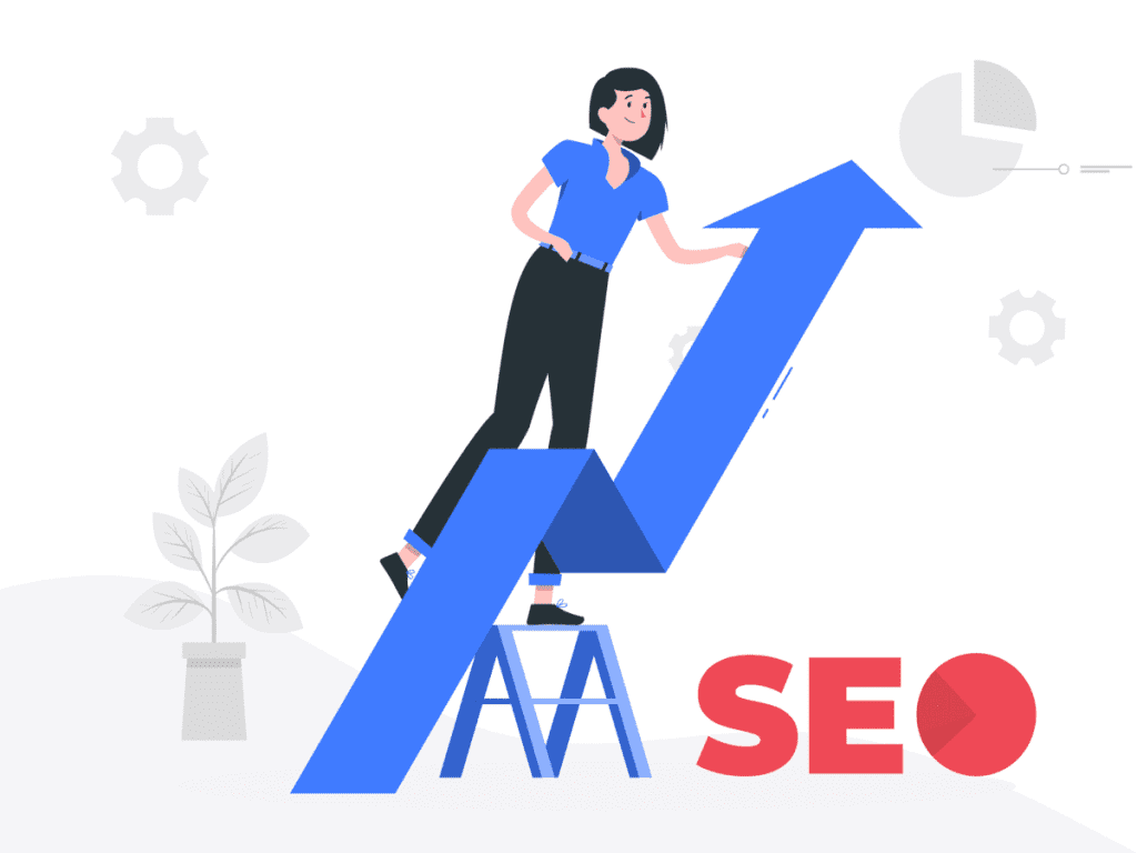 an illustration of a person showing the success of an SEO growth strategy for SaaS
