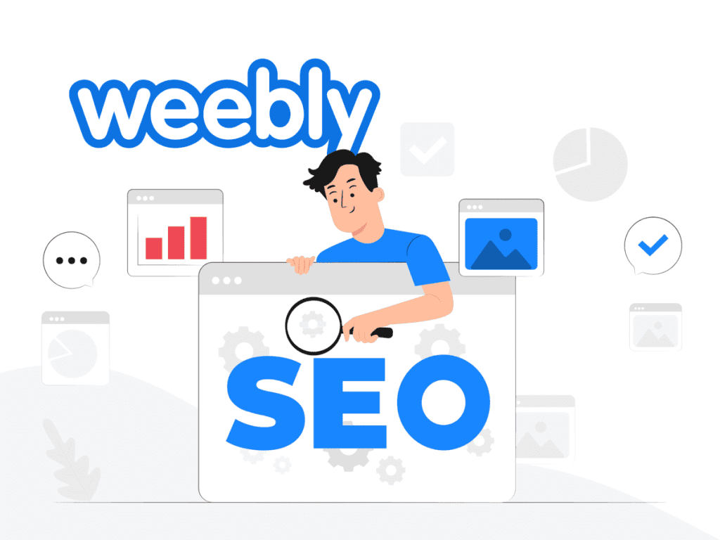 an illustration of a person presenting Weebly SEO