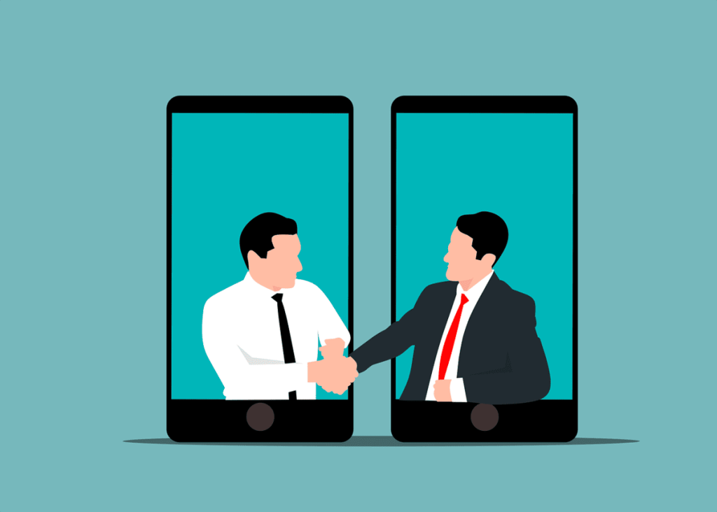 illustration of a person shaking hands with an ideal client