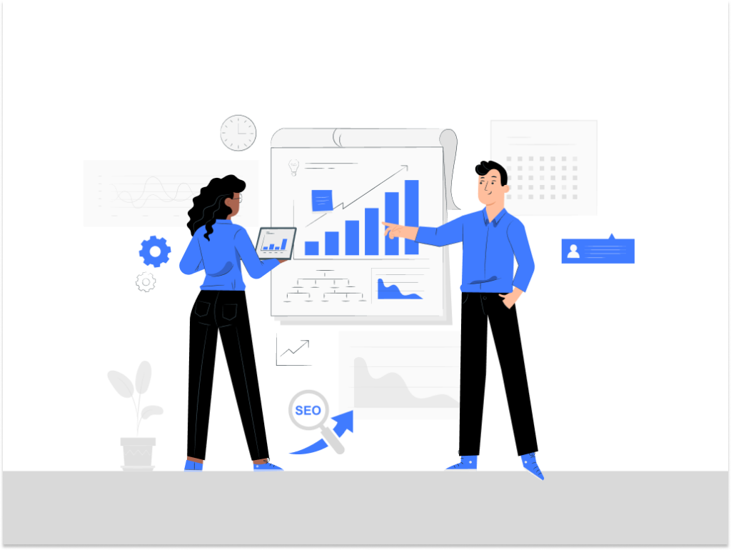 A SaaS SEO case study that showcases accomplished results - SEO expert presenting the progress to their SaaS clients