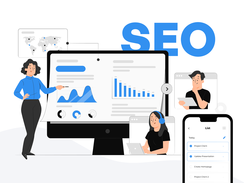 seo intelligence - presenting a project progress to a client