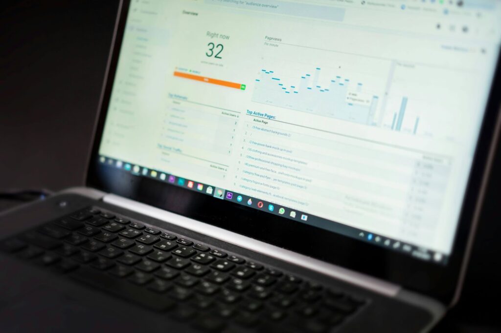 Website analytics presented on laptop