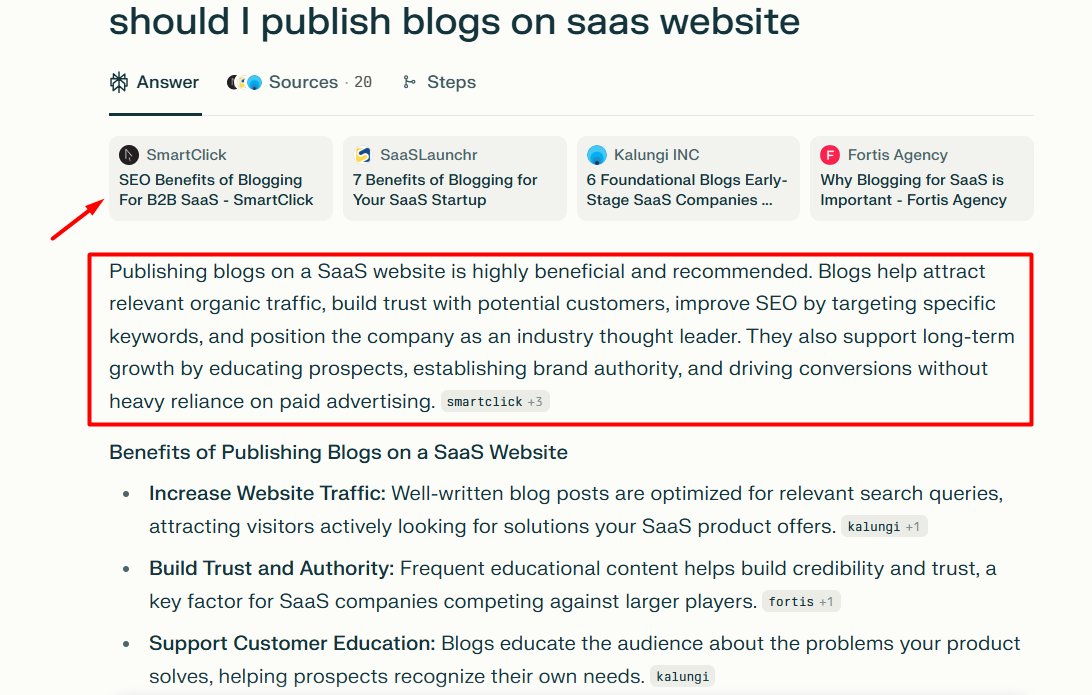 an answer on Perplexity, generated by a specific query