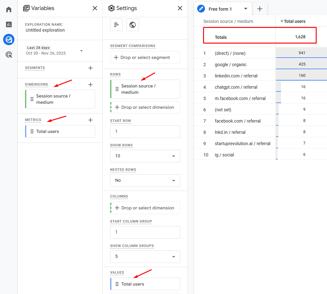 a screenshot from GA4 showing how to create a custom report