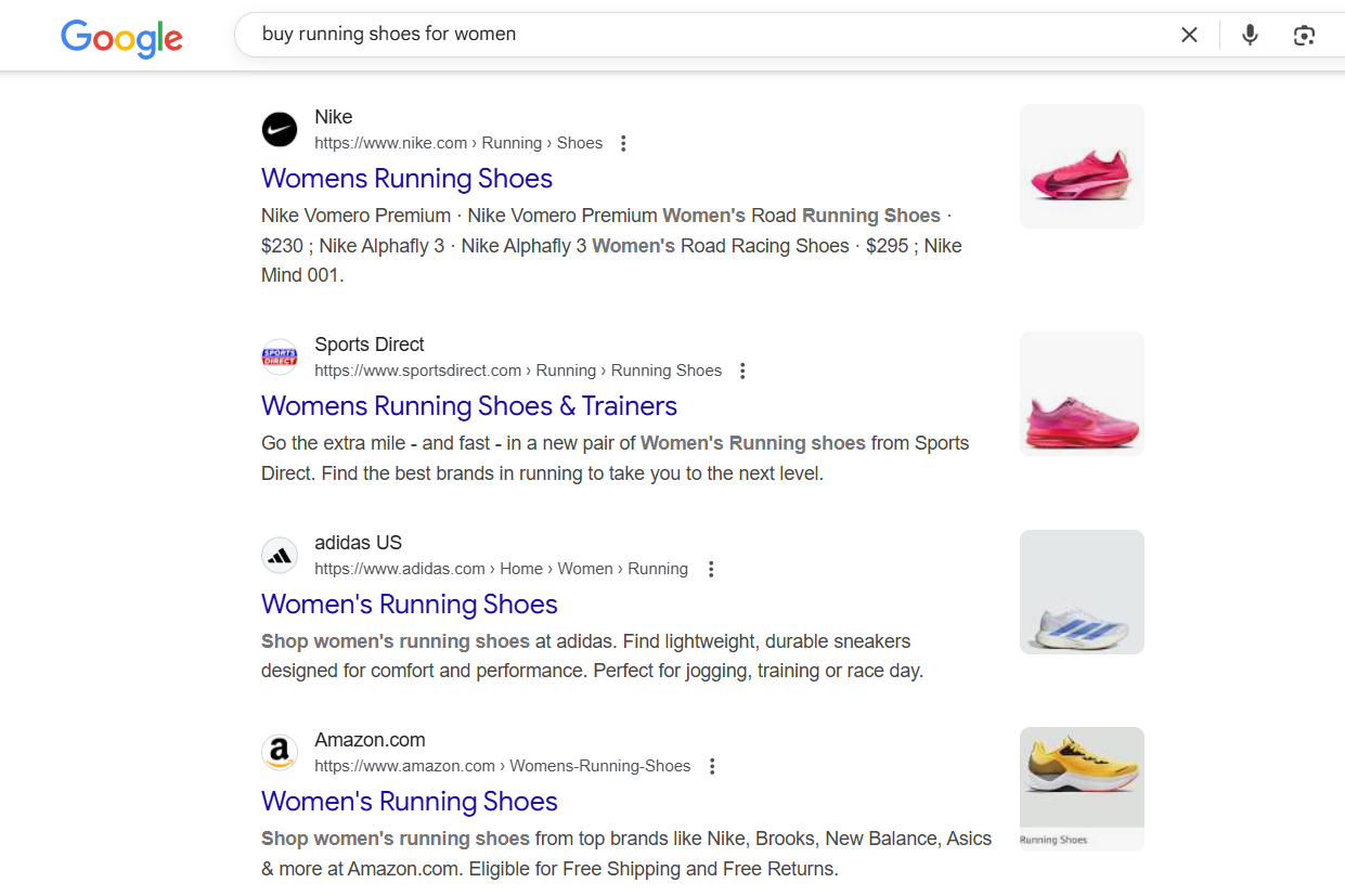 transactional keyword example on Google