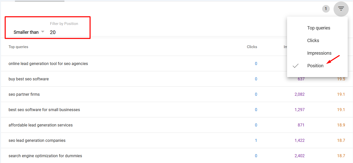 image showing step by step on how to find low-hanging keywords on GSC