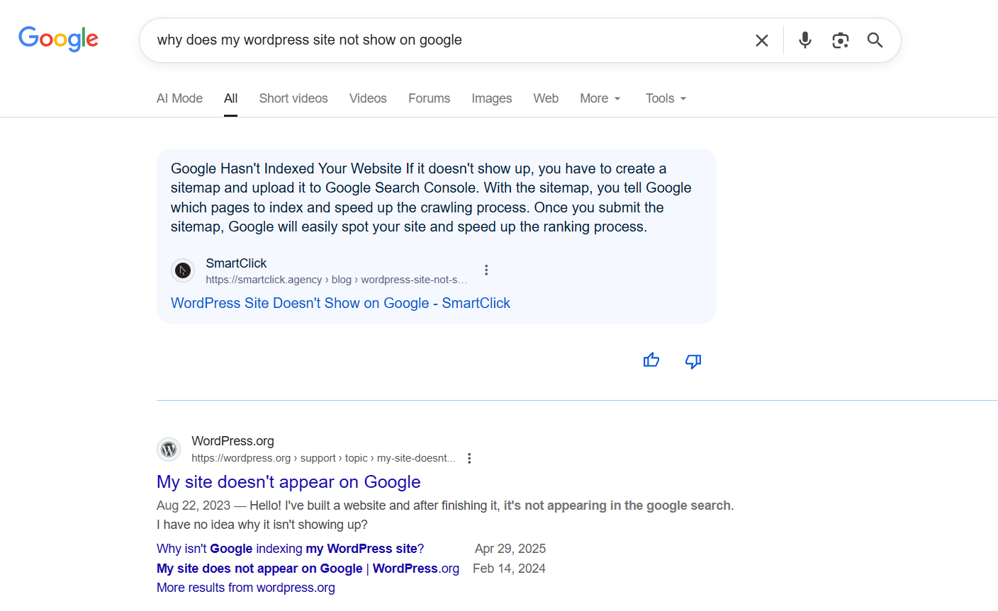 screenshot of a zero-click search result of a featured snippet 
