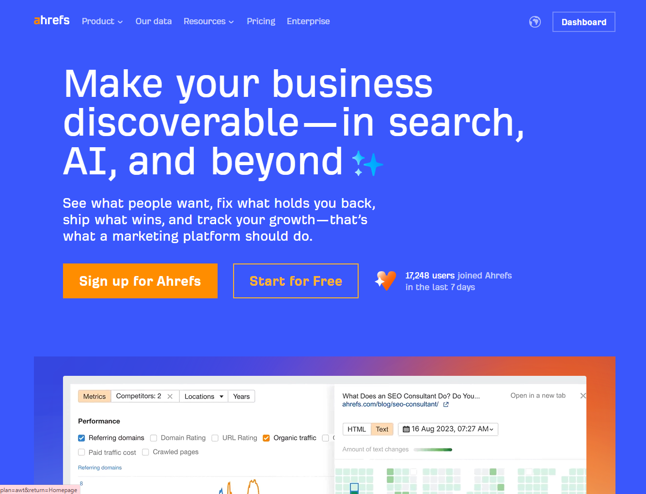 Ahrefs homepage