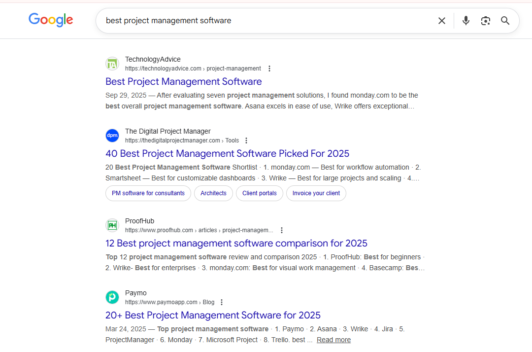 image from SERP for "best project management software”.