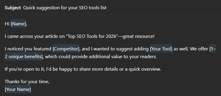 backlink outreach message from chatGPT