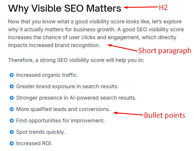 example of well-structured content for LLM SEO visibility